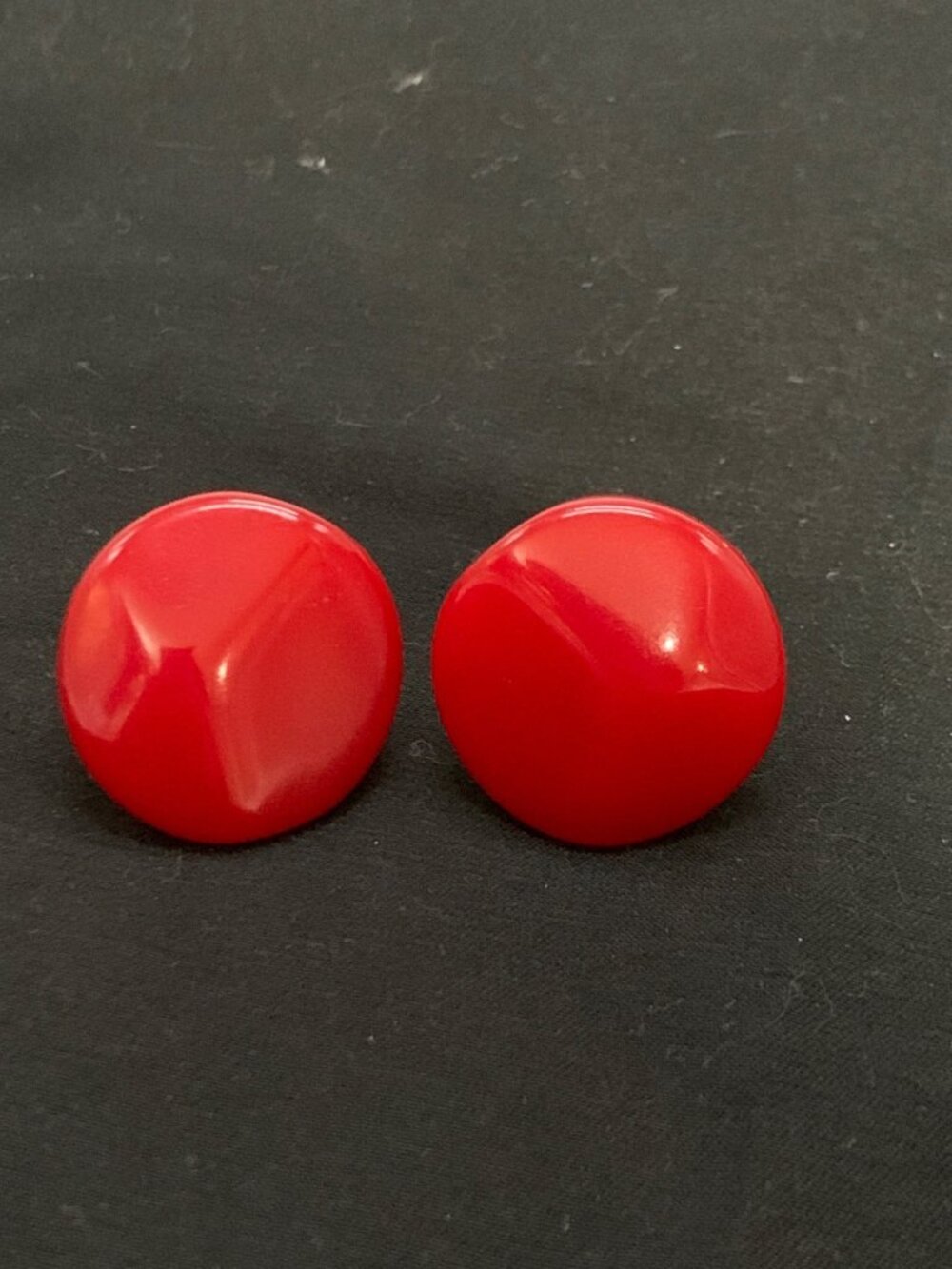 Vintage Bakelite Cherry Red Screw-Back Earrings Retro Jewelry